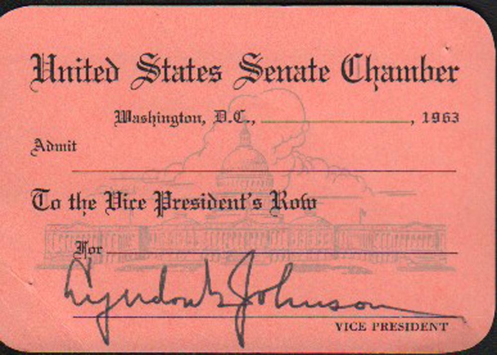 Lyndon Johnson Senate card signed (1 of 1)