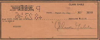 Clark Gable signed bank check