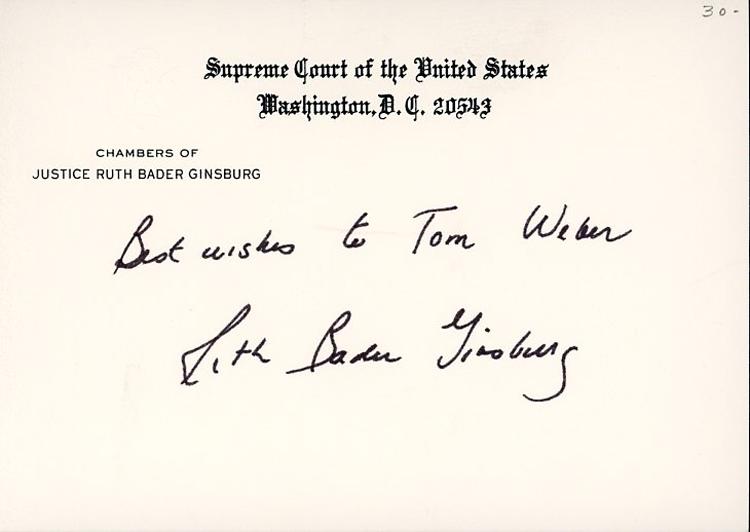 Ruth Bader Ginsburg signed Supreme Court card (1 of 1)