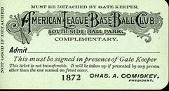 RARE 1872 American League Baseball ticket