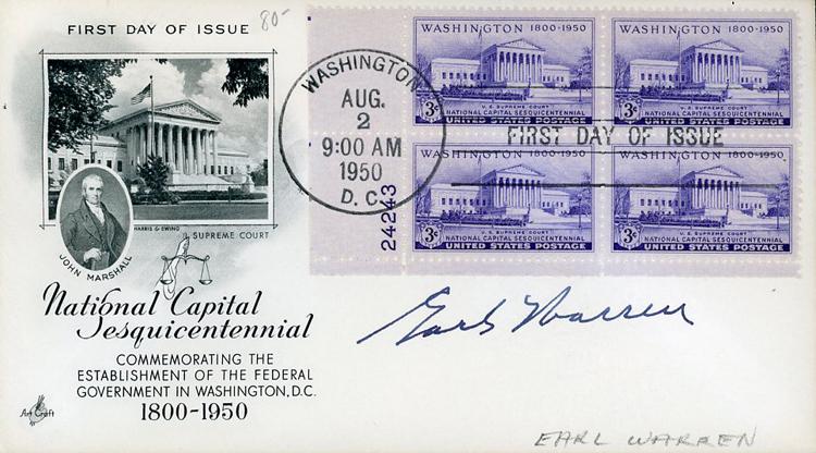Earl Warren signed FDC (1 of 1)