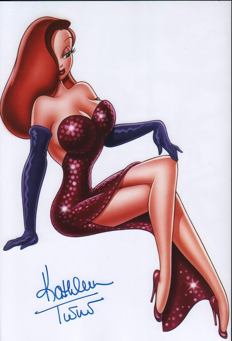 Kathleen Turner Jessica Rabbit signed 11x14 photograph: A color 11x14 signed durng our exclusive first ever private signing with her with COA