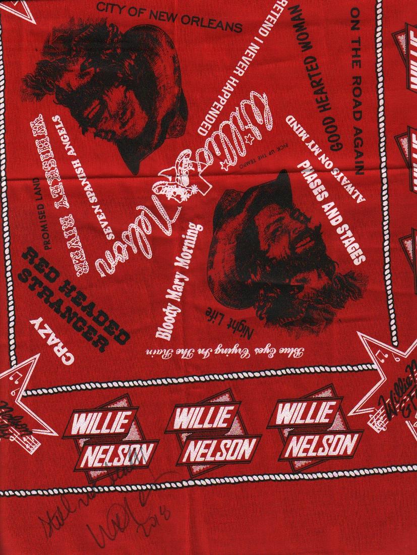 Willie Nelson signed bandana with lyrics (1 of 1)