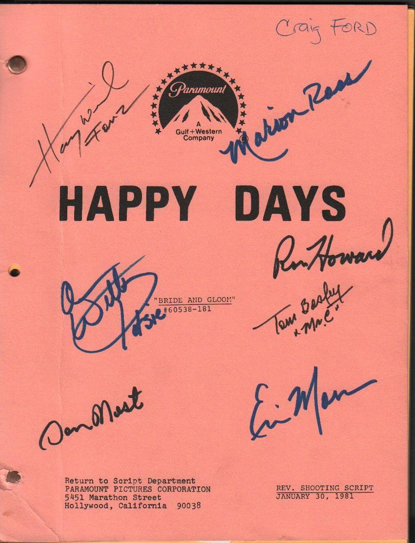 A SET used original Happy Days script signed by Craig (1 of 1)