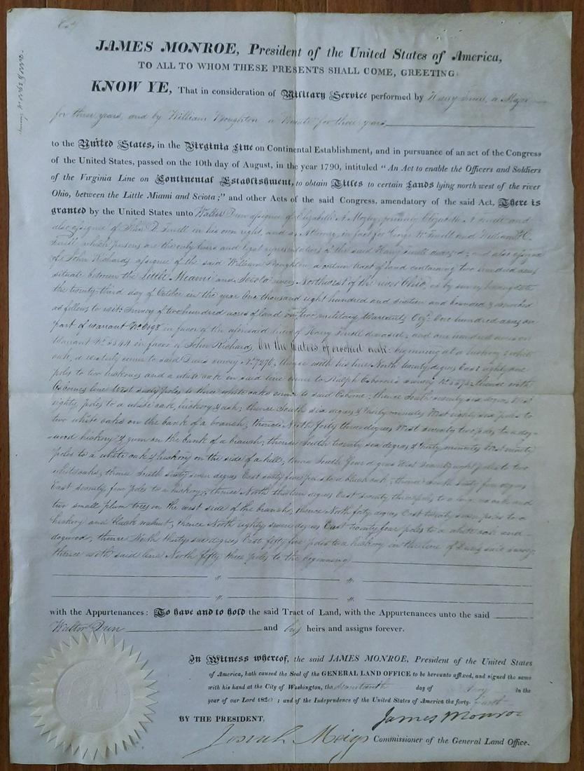 A large nice condition document signed by early (1 of 1)