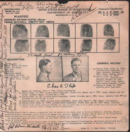 Gangster Pretty Boy Floyd FBI card