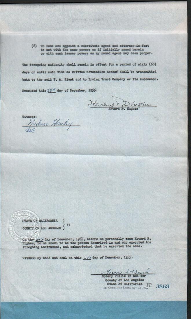Howard Hughes extremely rare contract signed (1 of 1)