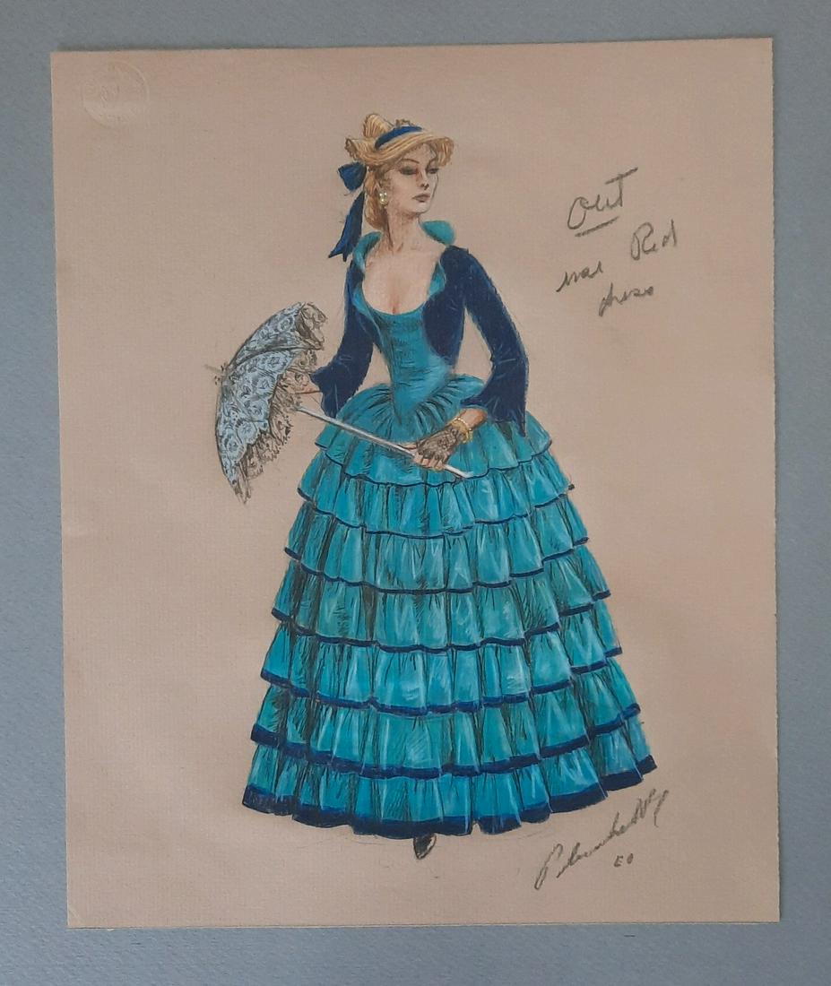 Walter Plunkett signed drawn original Gone with the (1 of 1)