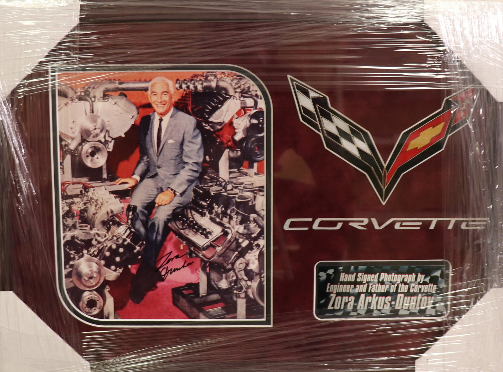 Zora Duntov signed photograph framed Corvette (1 of 1)