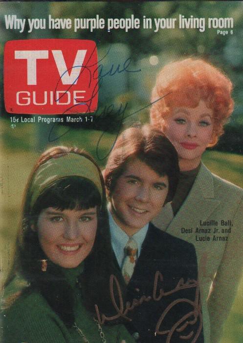 Lucille Ball and son Desi Arnaz Jr signed TV Guide (1 of 1)