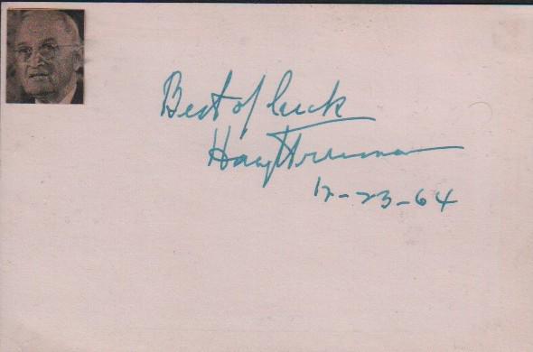 President Harry S Truman signed card (1 of 1)