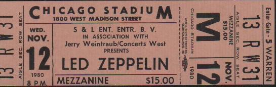 Rare Led Zeppelin concert ticket (1 of 1)