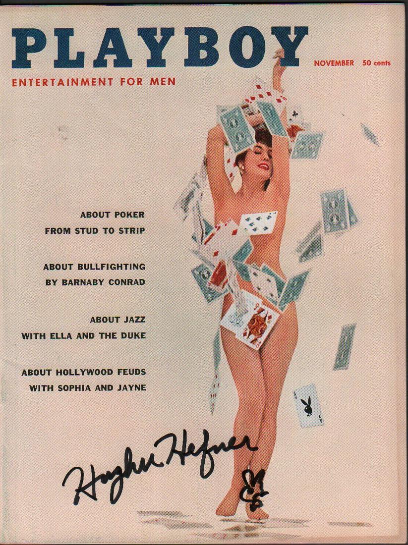 Hugh Hefner signed 60s near mint Playboy with rare bunny sketch too (1 of 1)