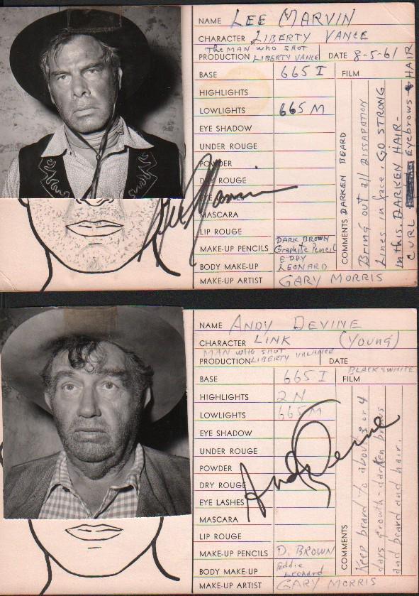 Andy Devine and Lee Marvin RARE signed makeup cards (1 of 1)