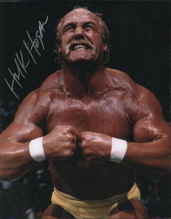 Hulk Hogan signed photograph: A color 8x10 of the wrestling legend with COA