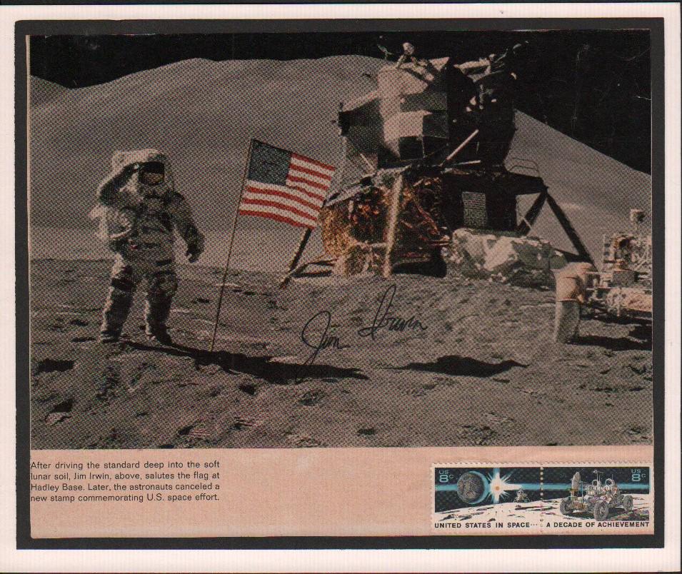 Jim Irwin signed photograph and FDC stamp (1 of 1)