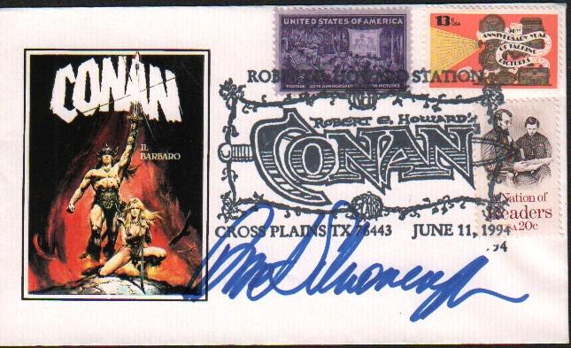 Arnold Schwarzenegger CONAN signed commemorative FDC (1 of 1)