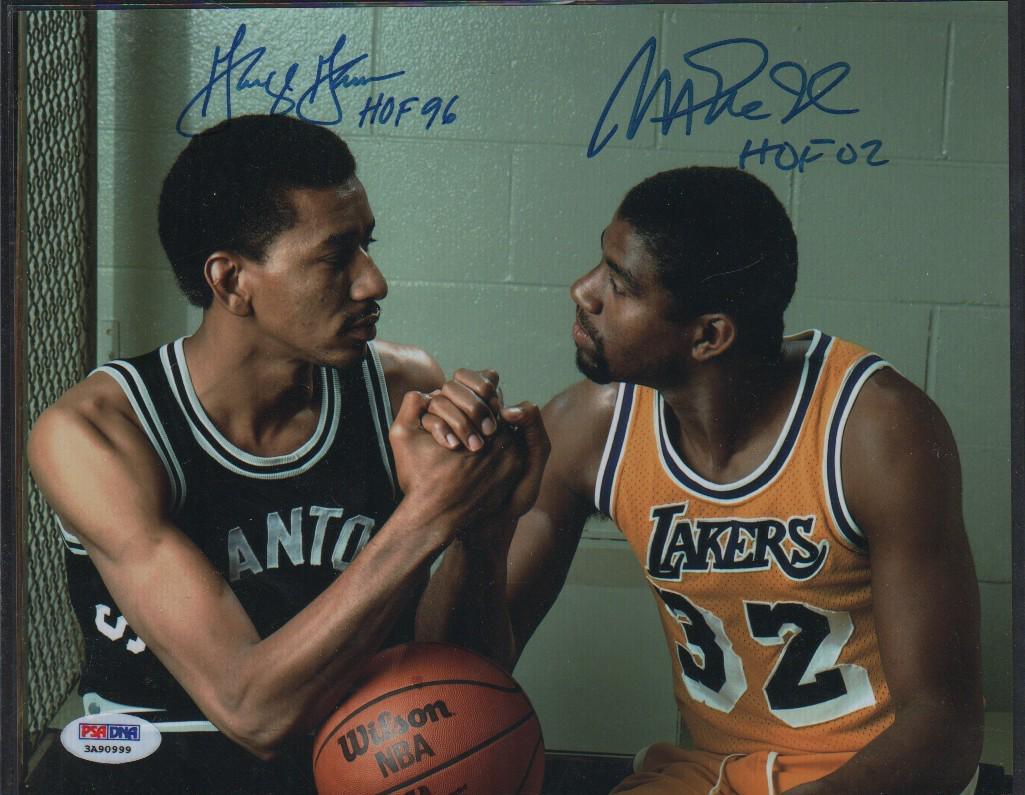 Magic Johnson and George Gervin signed photograph (1 of 1)