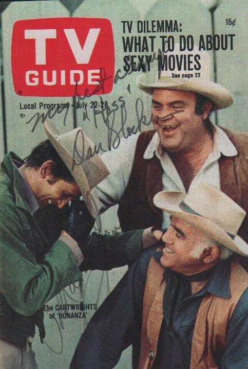 Dan Blocker and Michael Landon rare Bonanza signed TV Guide (1 of 1)