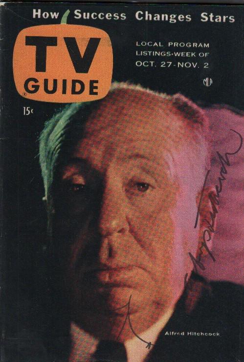 Alfred Hitchcock rare signed TV Guide with self sketch (1 of 1)