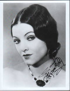 Myrna Loy vintage signed photograph: A VINTAGE signed 8x10 of the Thin Man actress Loy with COA