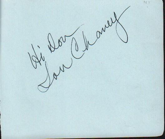 Lon Chaney Jr signed autograph book page (1 of 1)