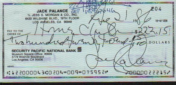 Jack Palance signed bank check (1 of 1)