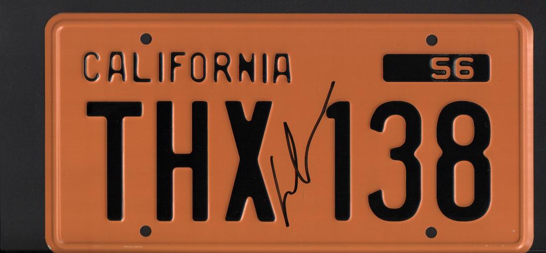 George Lucas signed license tag representing his sound system used in Star Wars (1 of 1)