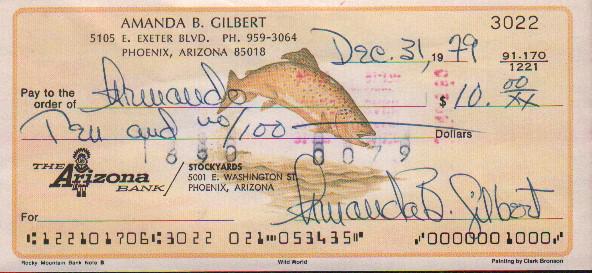 Amanda Blake of Gunsmoke signed bank check (1 of 1)