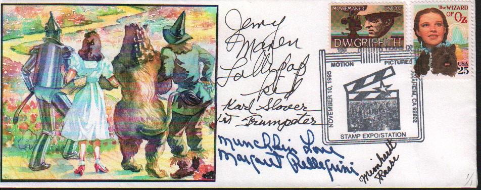 Wizard of Oz large FDC signed by four original Munchkin stars (1 of 1)
