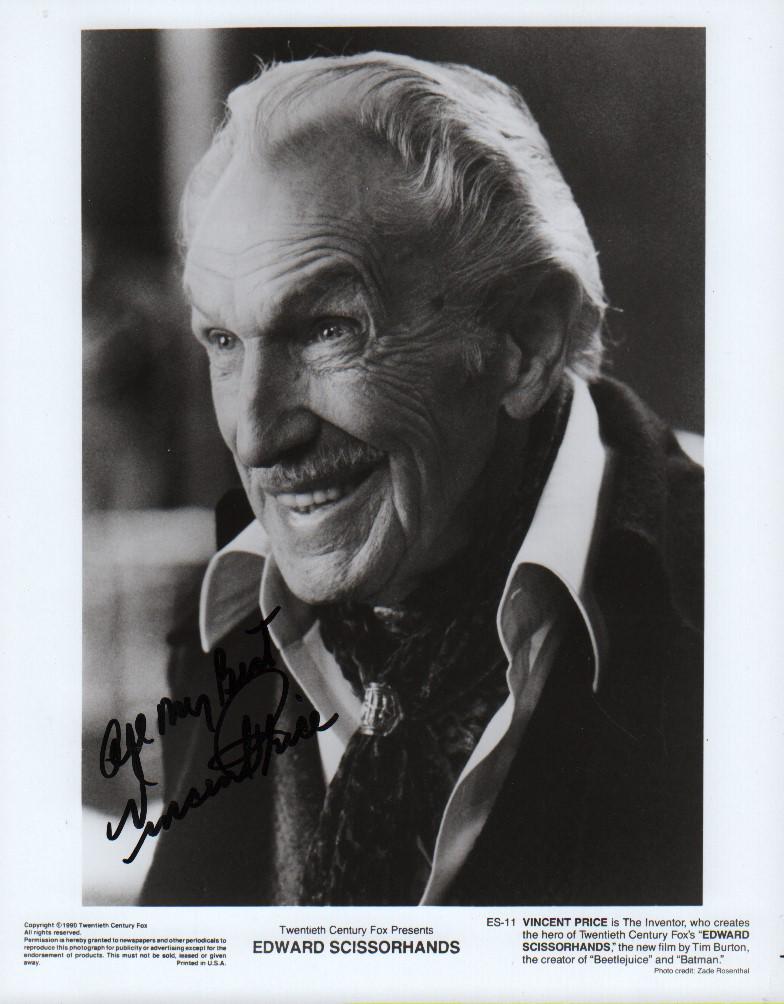 Vincent Price Edward Scissorhands signed photograph (1 of 1)