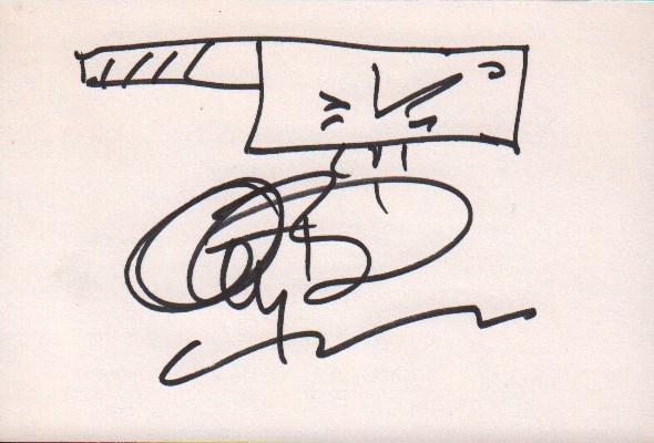 Anthony Bourdain signed card with rare sketch of meat cleaver (1 of 1)