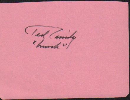 Ted Cassidy Lurch on Tvs Addams Family signature: A scarce autograph book page signed by Addam's Family star Ted Cassidy as Lurch which he added ! With guaranteed COA