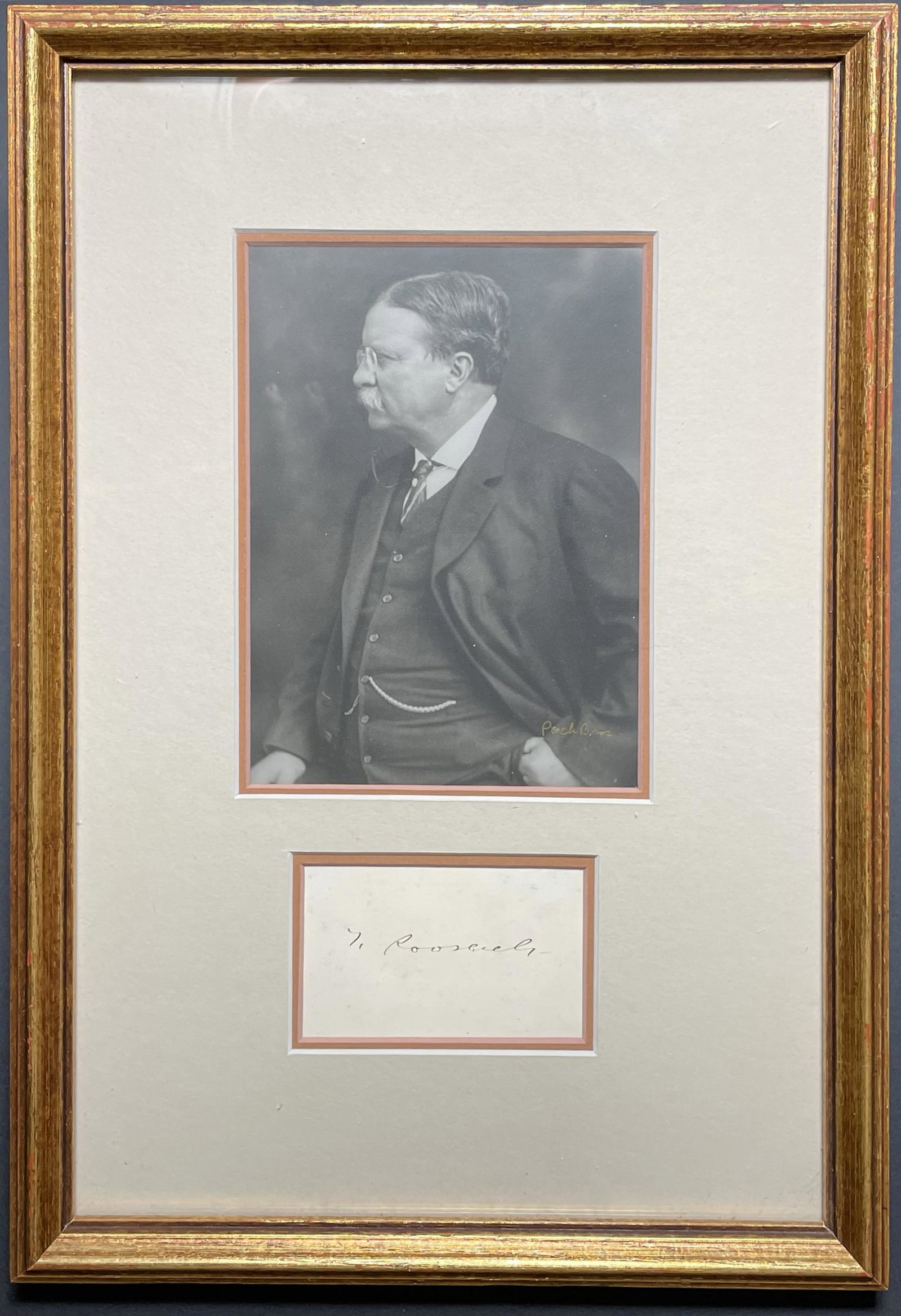 Theodore Roosevelt signed card framed and matted (1 of 1)