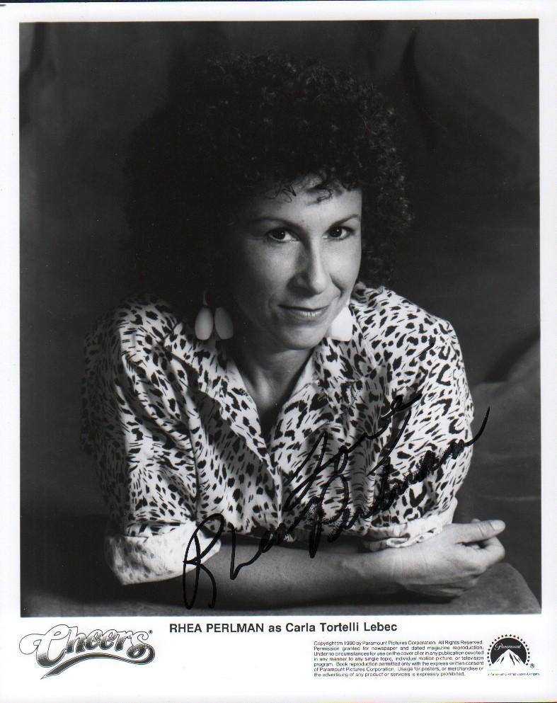 Rhea Perlman CHEERS signed vintage photograph: A vintage signed CHEERS 8x10 of her with COA