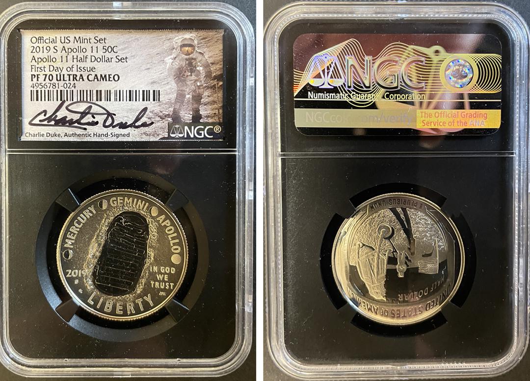 Charlie Duke signed Apollo silver coin slabbed (1 of 1)