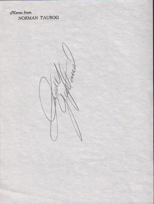 Judy Garland signed page from Director Norman Taurogs notebook (1 of 1)