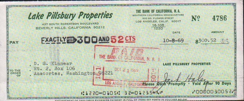 Jack Haley Tin Man of Oz signed bank check (1 of 1)