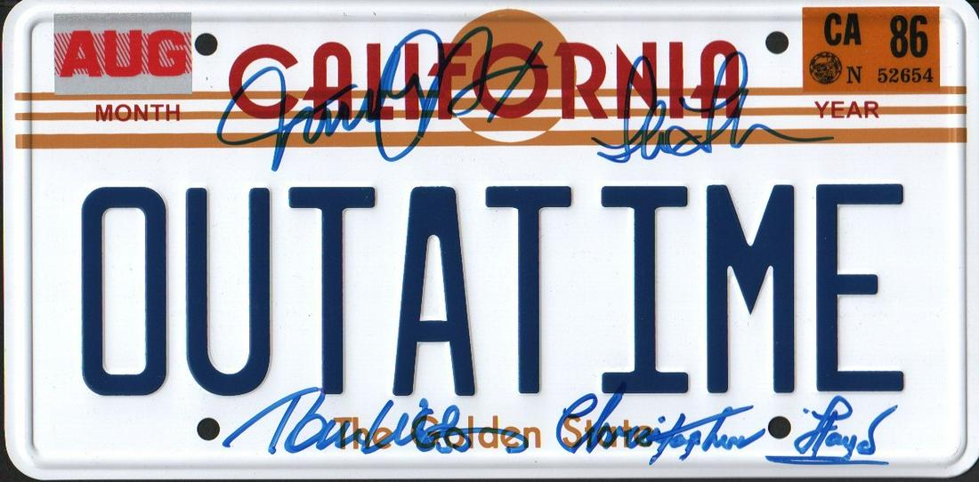 Back to the Future license tag cast signed (1 of 1)