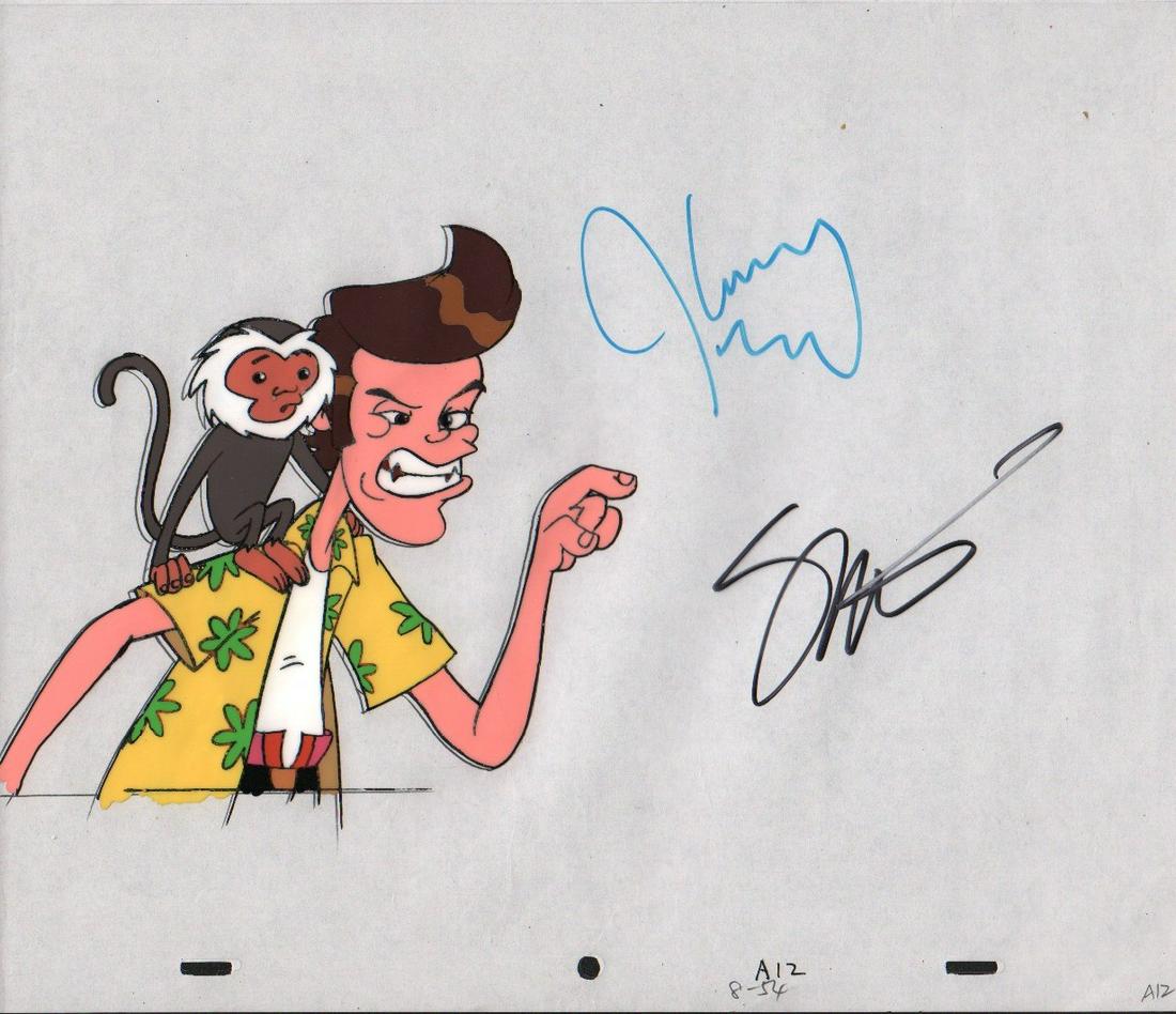 Ace Ventura original animation cel and drawing signed by Jim Carrey and Seth McFarlane whose first (1 of 1)