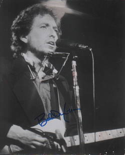 Bob Dylan signed photograph: From mfamed John Virzy in person collection this Bob Gruen original photograph stamped on the back itself worth over a grand SIGNED By Dylan nicely with COA