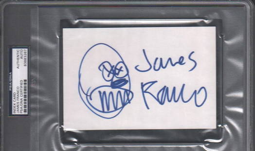 James Franco sketch PSA DNA Slabbed: Actor Franco horror sketch signed on larger 4x6 card PSA DNA Slabbed