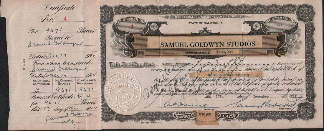 Samuel Goldwyn studio stock ONE OF A KIND (1 of 1)