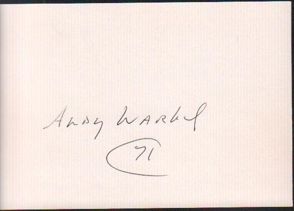 Andy Warhol rare signature on card dated 1971 (1 of 1)
