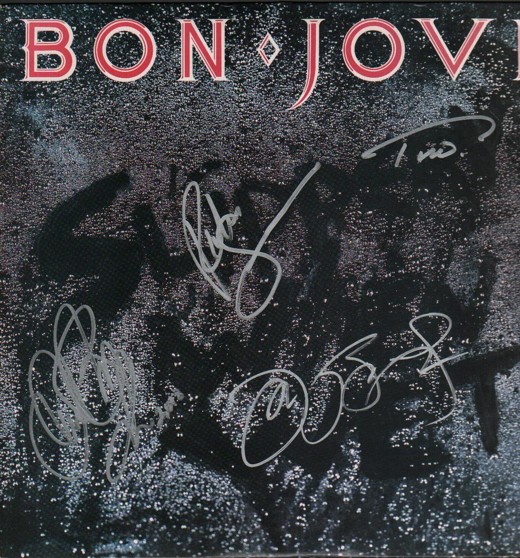 Bon Jovis Slippery When Wet Signed LP PSA DNA (1 of 1)