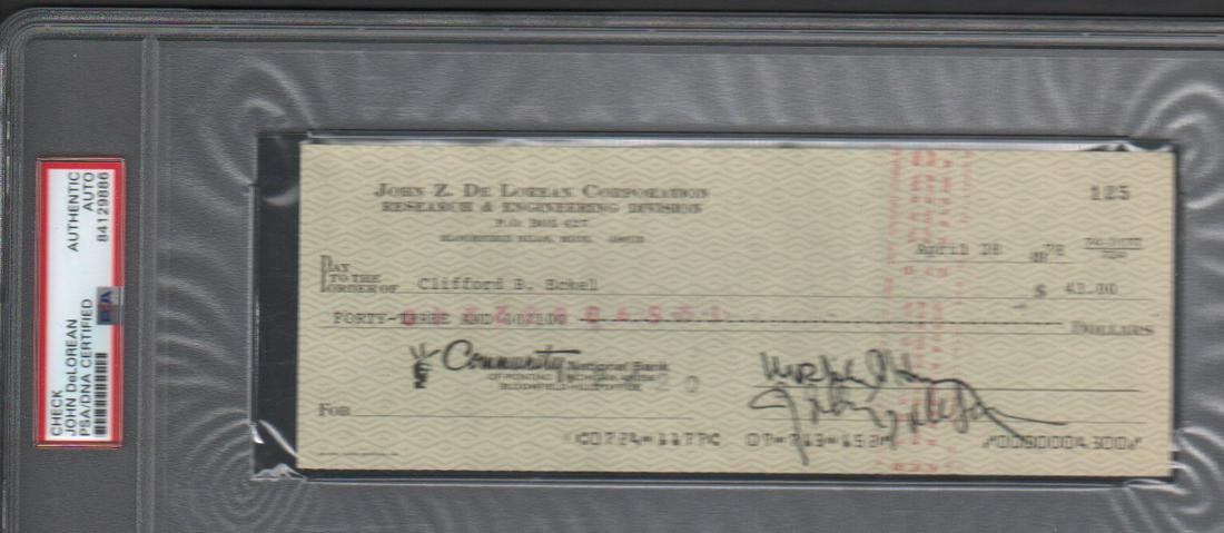 John Delorean signed bank check PSA DNA (1 of 1)