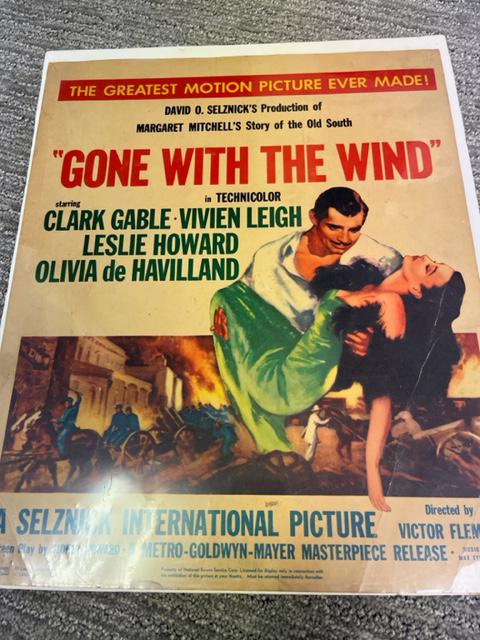Gone with the Wind original rerelease 1954 window card trimmed at top (1 of 1)