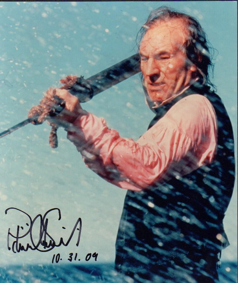 Patrick Stewart signed Star Trek Next Generation photograph: As Capt Picard killing the great whale ! With COA