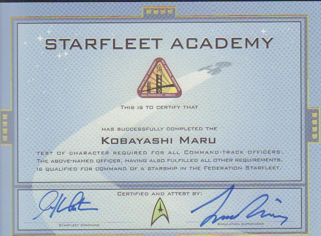 Star Trek Kobayashi Maru signed rare certificate (1 of 1)