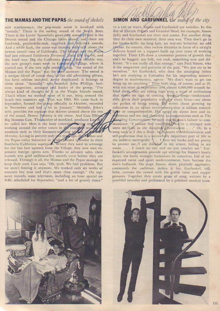 Mamas and the Pappas rare signed page (1 of 1)